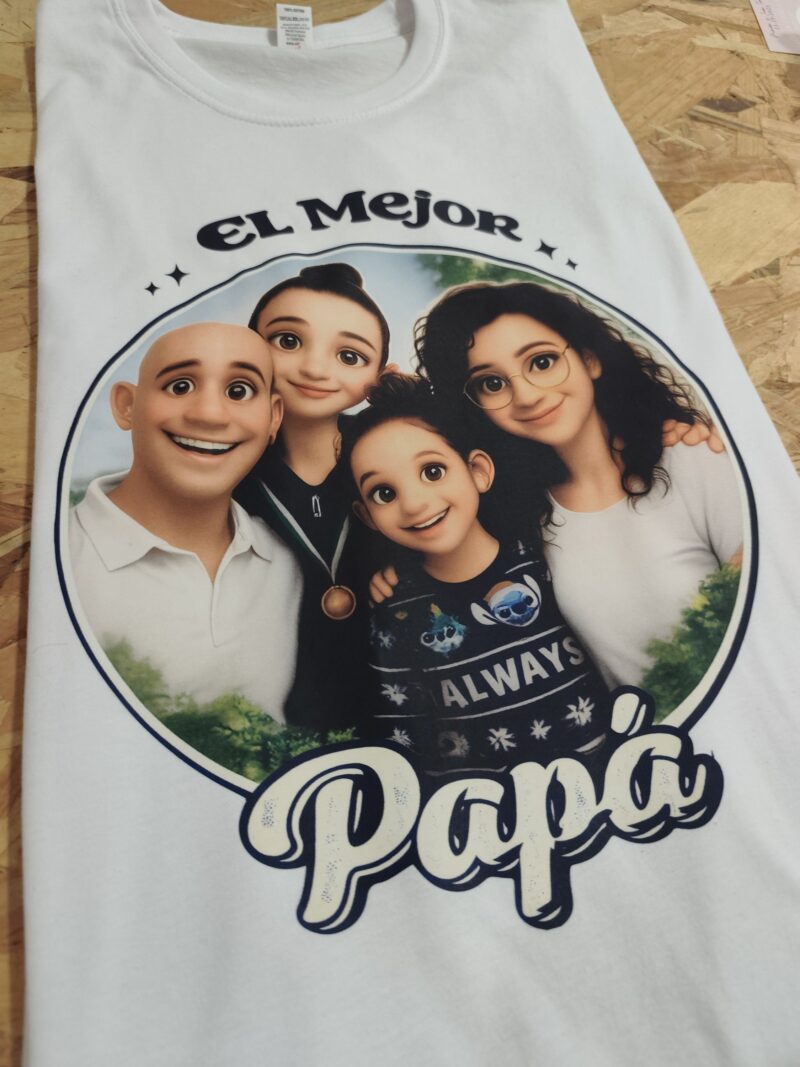 Camiseta personalizada Día del Padre con foto estilo animado